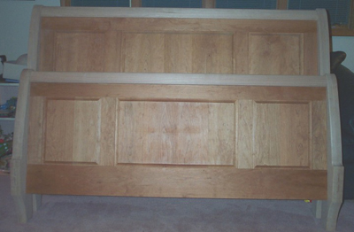 head and footboards,  incomplete finish
